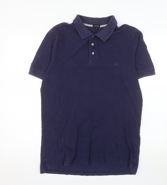 Jaeger Men's Blue Cotton Polo Shirt Size M Short Sleeve Classic Fit