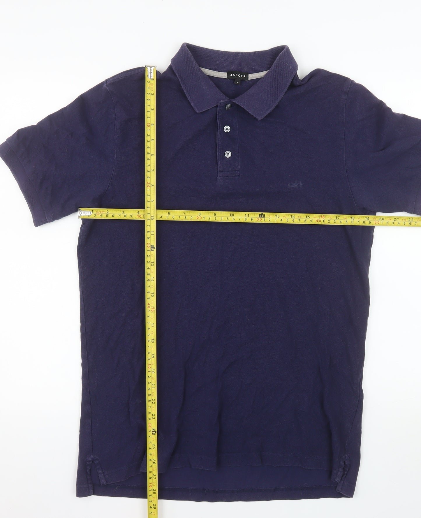 Jaeger Men's Blue Cotton Polo Shirt Size M Short Sleeve Classic Fit