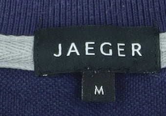 Jaeger Men's Blue Cotton Polo Shirt Size M Short Sleeve Classic Fit