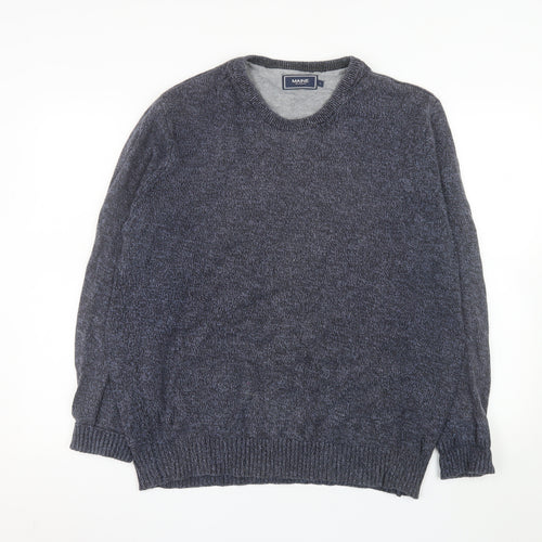 Maine New England Men’s Blue Cotton Knit Crew Neck Jumper L