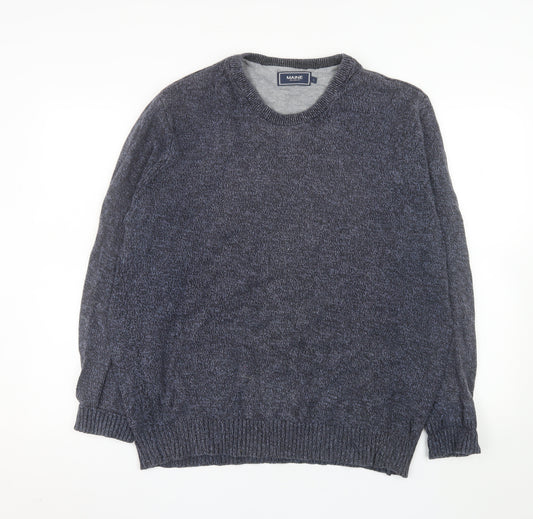 Maine New England Men’s Blue Cotton Knit Crew Neck Jumper L