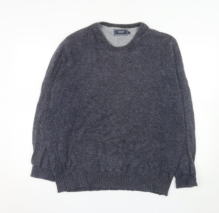 Maine New England Men’s Blue Cotton Knit Crew Neck Jumper L