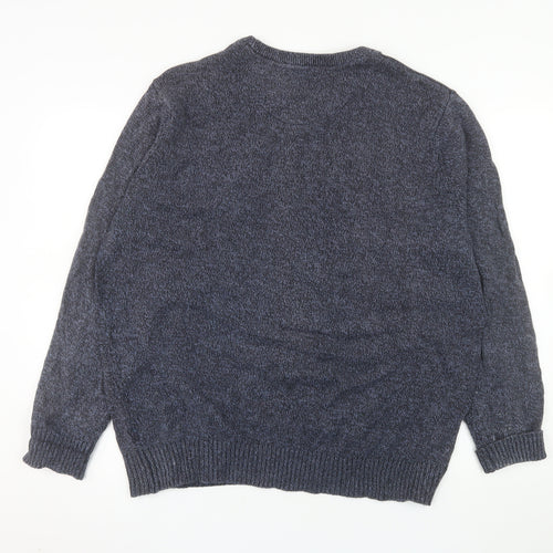 Maine New England Men’s Blue Cotton Knit Crew Neck Jumper L