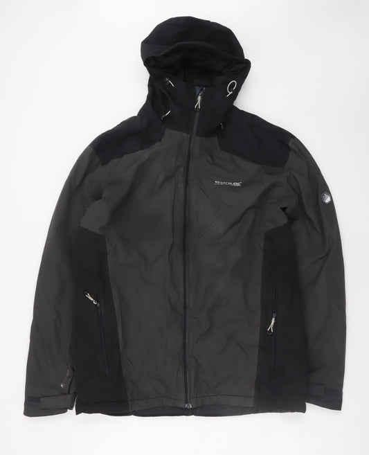 Regatta Men’s Black Hooded Waterproof Rain Jacket Size M