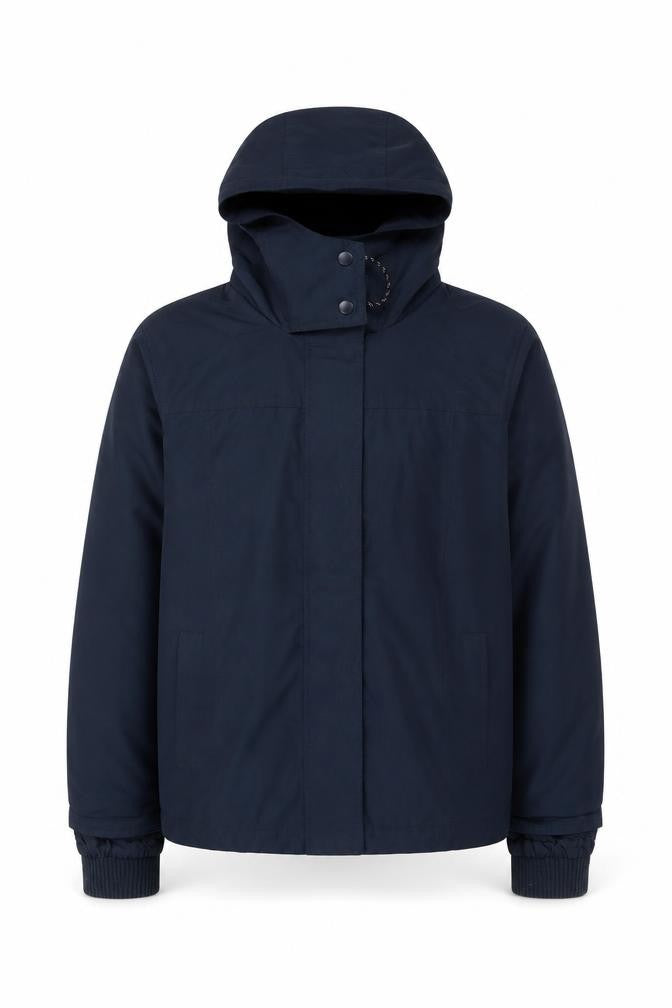 Front view of Springfield Men's Blue Hooded Waterproof Parka Jacket, size M