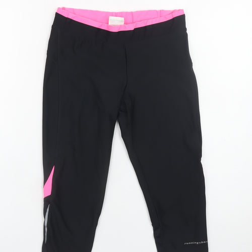 Running Bare Women’s Black Capri Leggings Size 10 Quick Dry Stretch