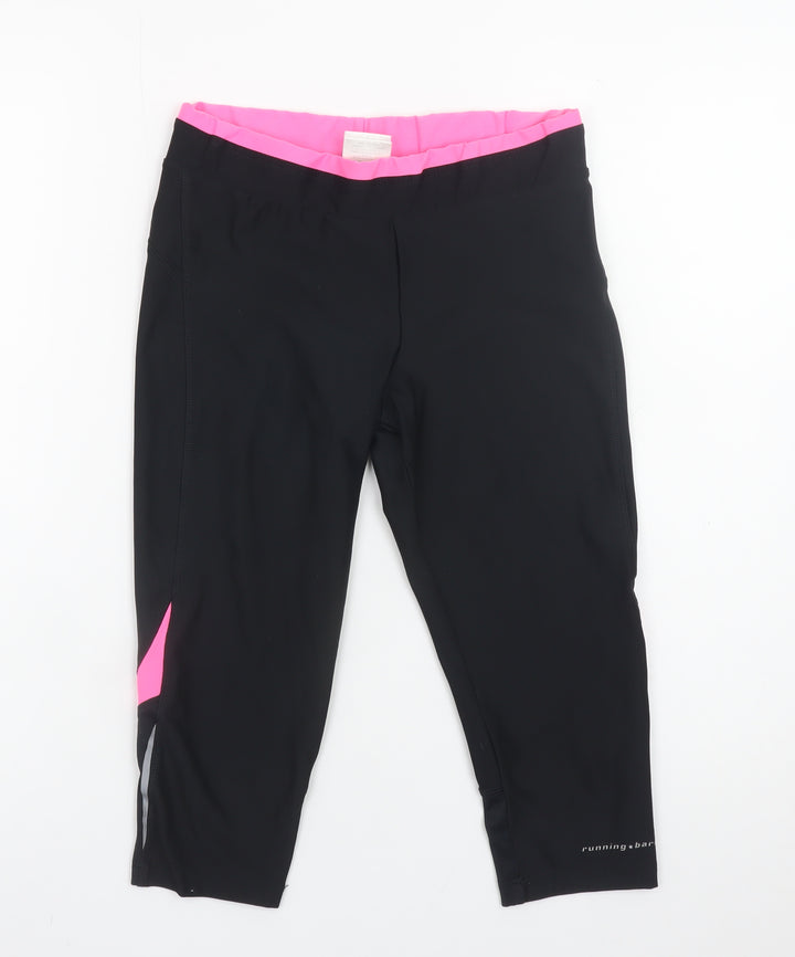 Running Bare Women’s Black Capri Leggings Size 10 Quick Dry Stretch