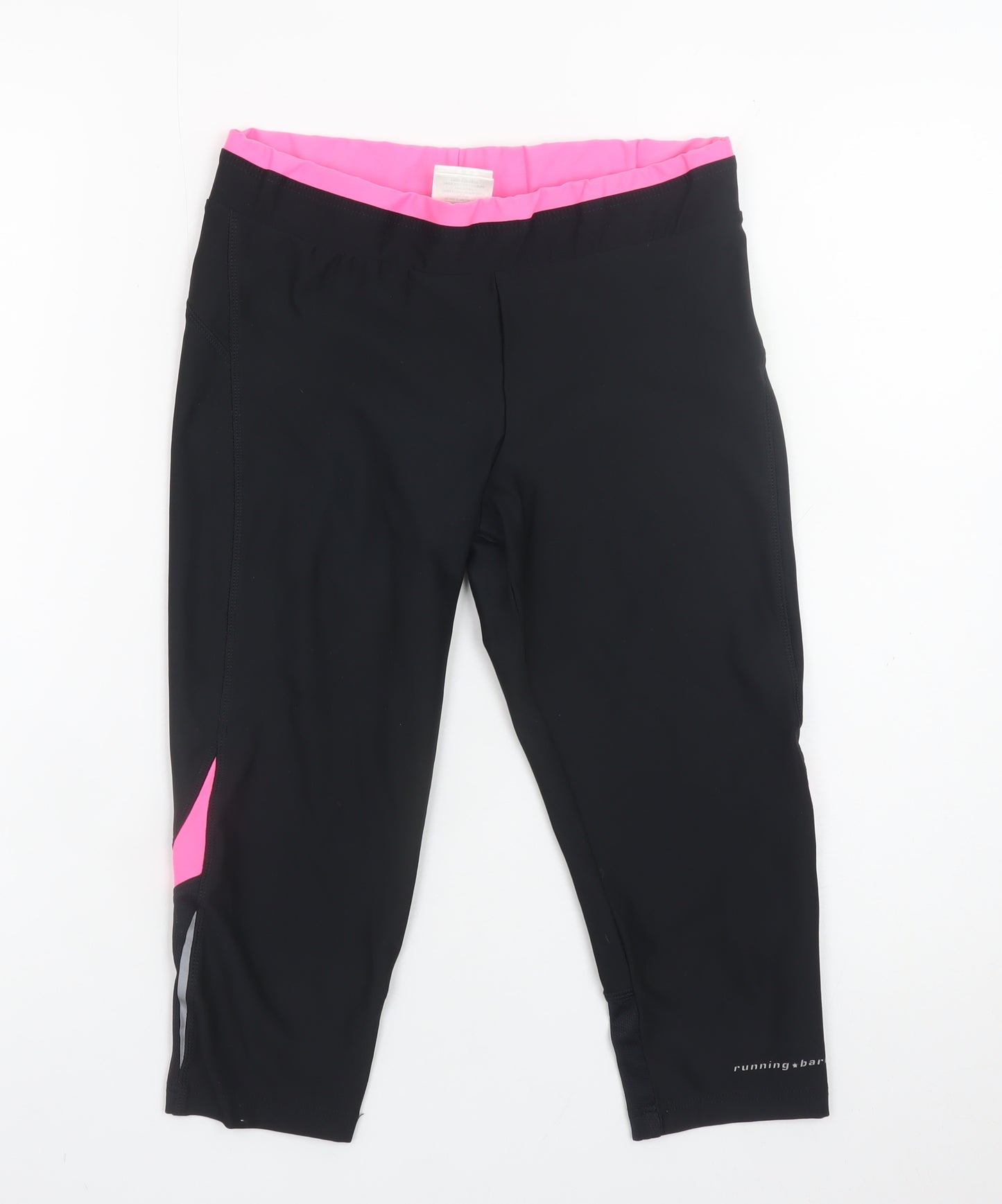 Running Bare Women’s Black Capri Leggings Size 10 Quick Dry Stretch