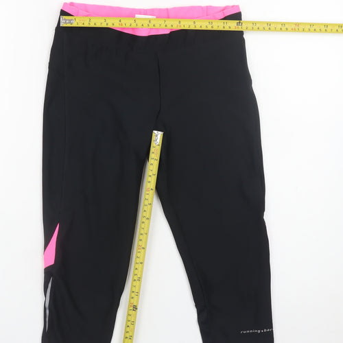 Running Bare Women’s Black Capri Leggings Size 10 Quick Dry Stretch