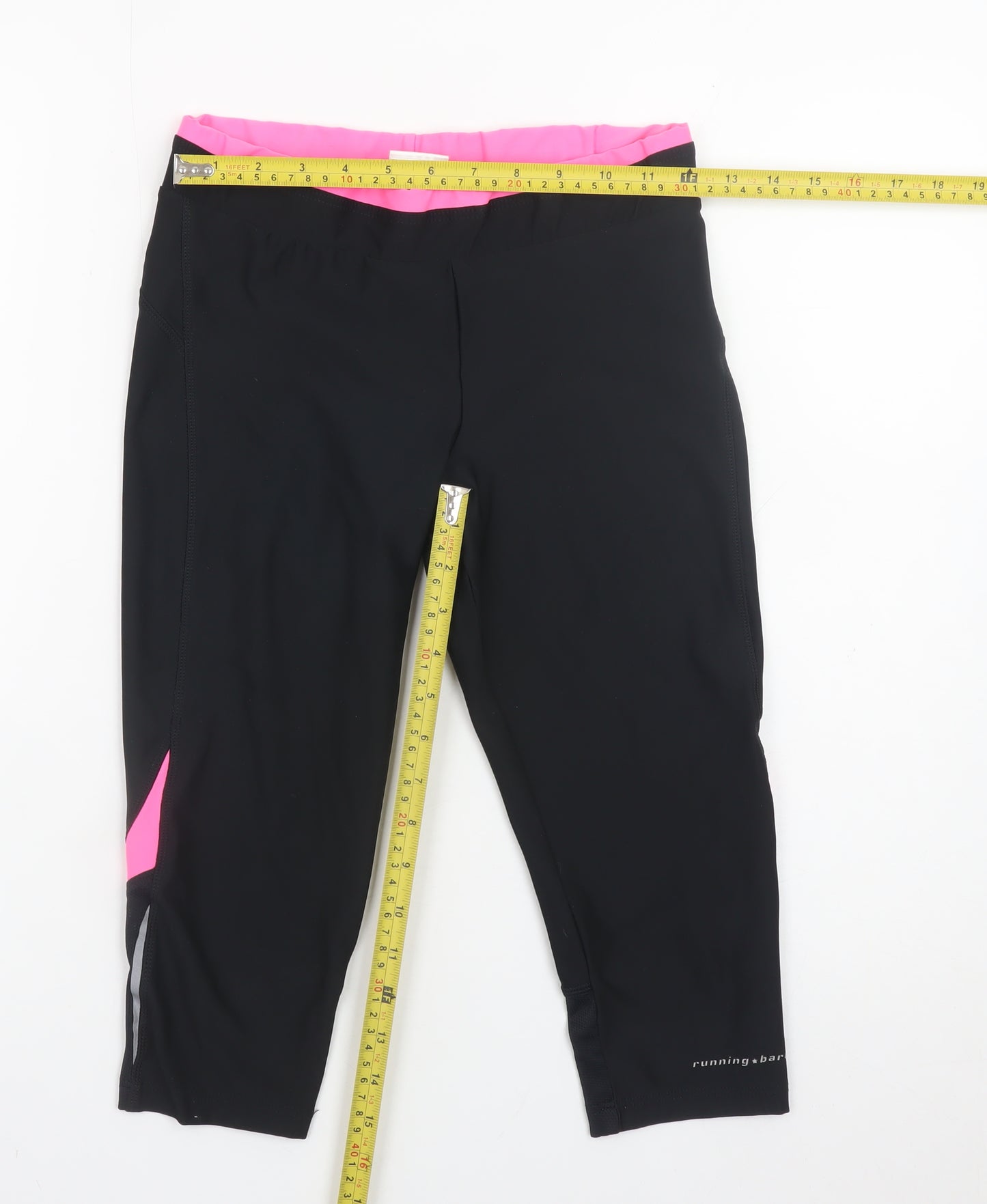 Running Bare Women’s Black Capri Leggings Size 10 Quick Dry Stretch