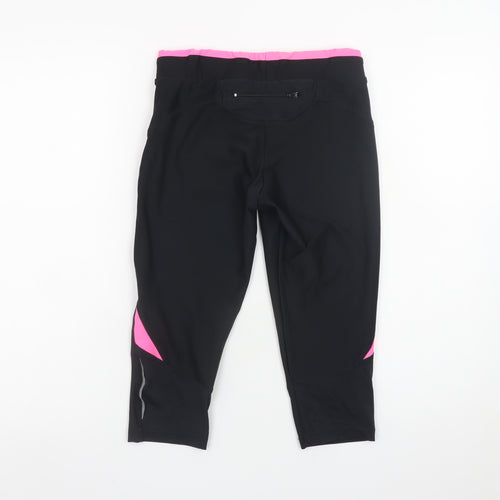 Running Bare Women’s Black Capri Leggings Size 10 Quick Dry Stretch