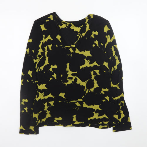 Betty Jackson Black Women's Green Floral Viscose Top Size 14