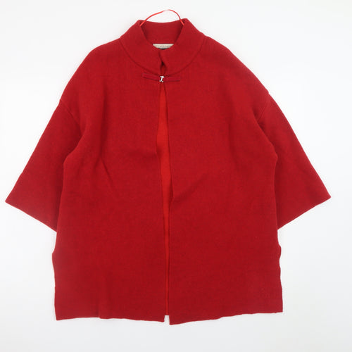 Chiaramente Women's Red Wool Blend Mock Neck Cardigan M