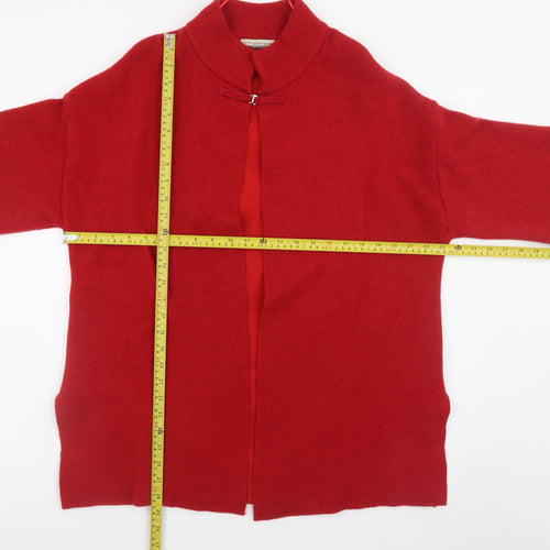 Chiaramente Women's Red Wool Blend Mock Neck Cardigan M