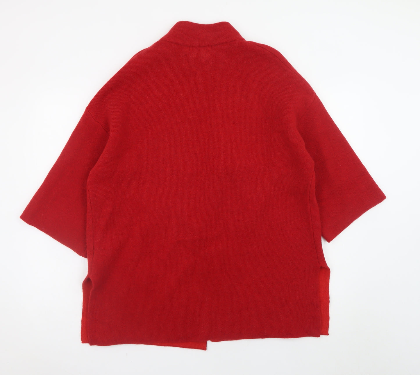 Chiaramente Women's Red Wool Blend Mock Neck Cardigan M