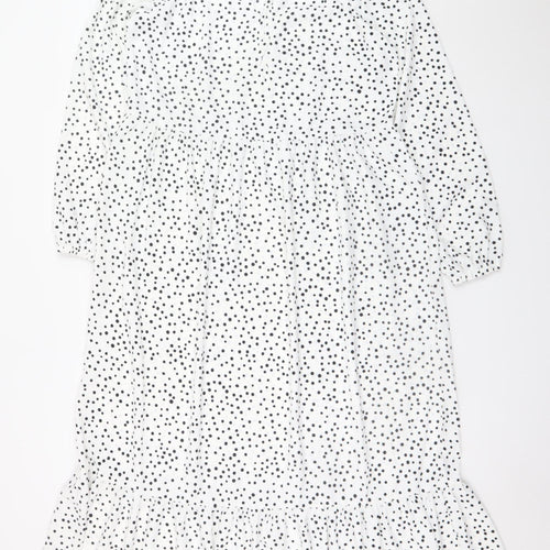 Esmara Women White Polka Dot Midi Shift Dress Size 8