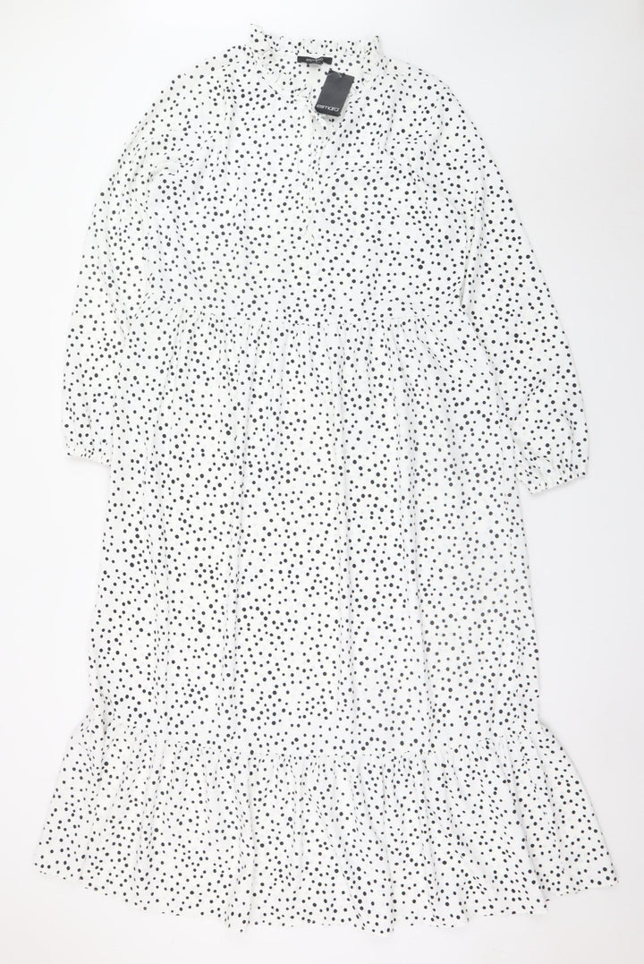 Esmara Women White Polka Dot Midi Shift Dress Size 8