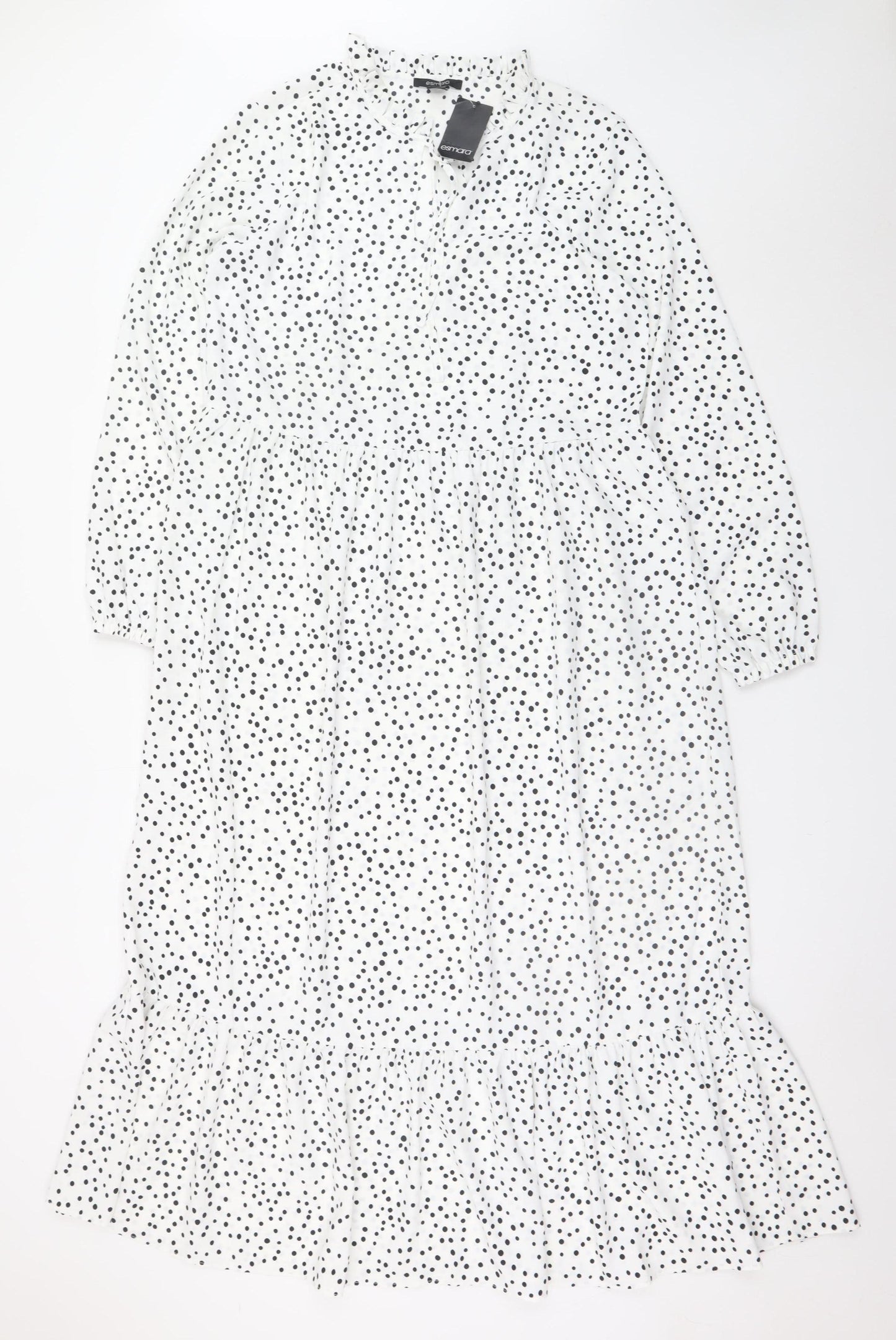 Esmara Women White Polka Dot Midi Shift Dress Size 8
