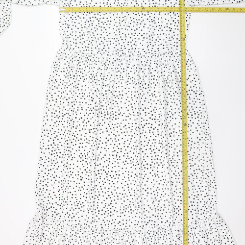 Esmara Women White Polka Dot Midi Shift Dress Size 8