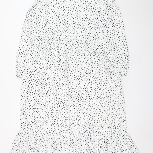 Esmara Women White Polka Dot Midi Shift Dress Size 8