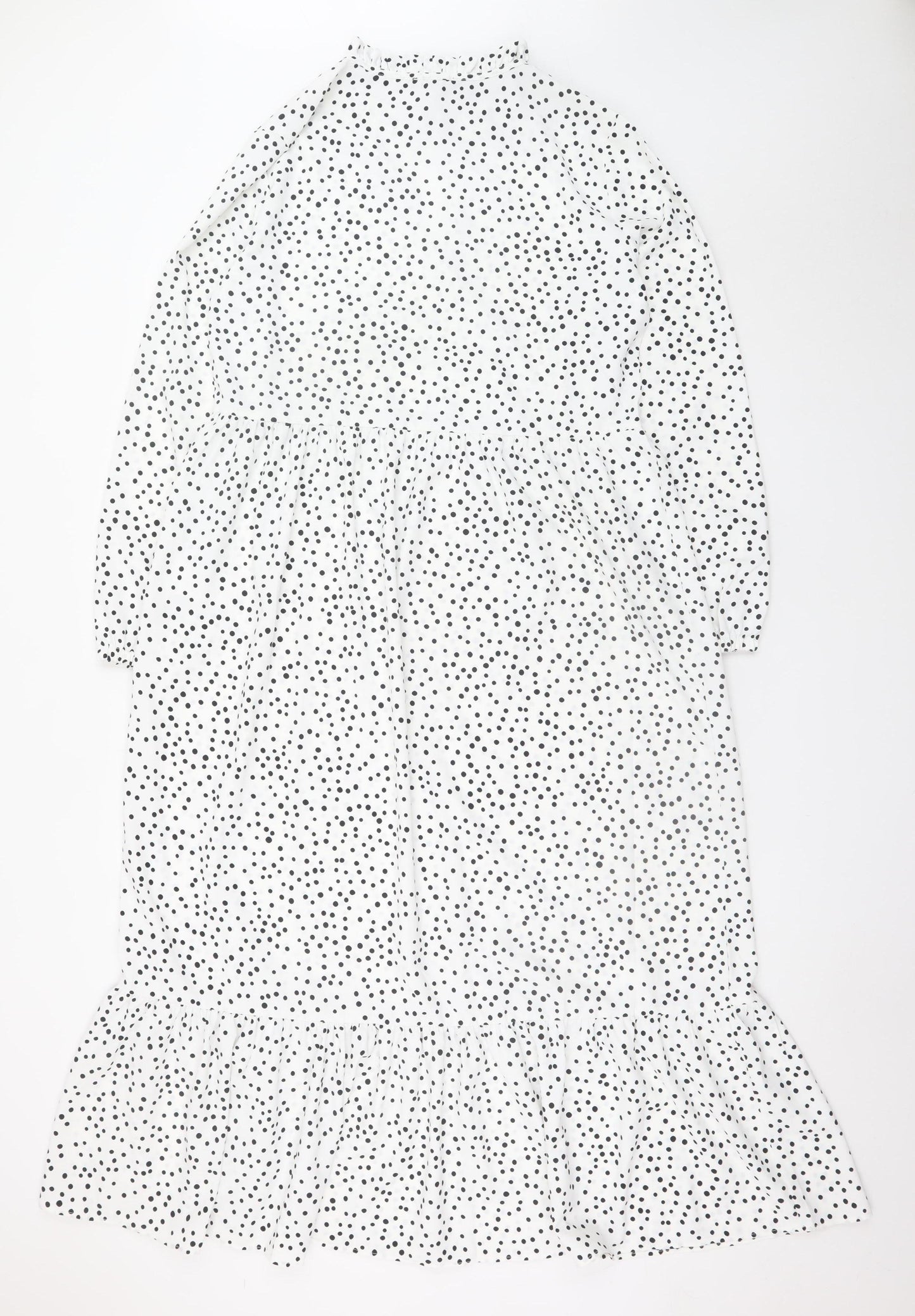 Esmara Women White Polka Dot Midi Shift Dress Size 8