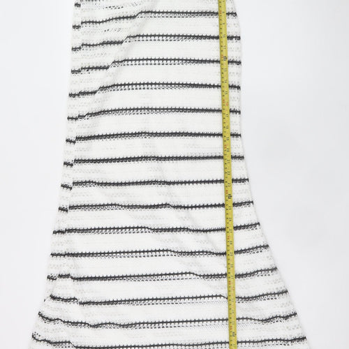Missguided Womens White Striped A-Line Midi Cotton Skirt Size S