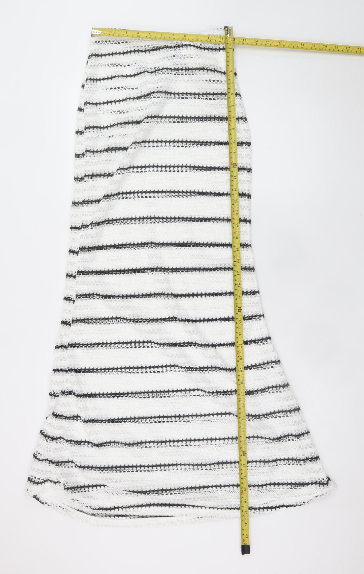 Missguided Womens White Striped A-Line Midi Cotton Skirt Size S