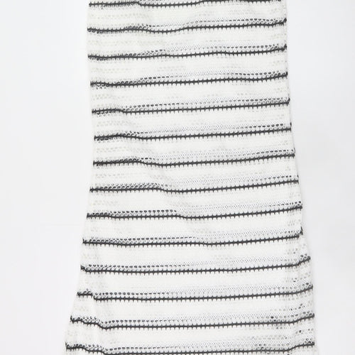Missguided Womens White Striped A-Line Midi Cotton Skirt Size S