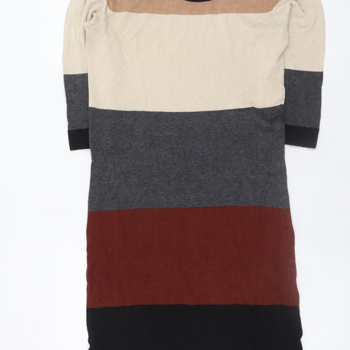 Dunnes Women’s Beige Black Grey Colourblock Knit Shift Dress Size 10
