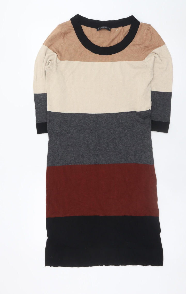 Dunnes Women’s Beige Black Grey Colourblock Knit Shift Dress Size 10