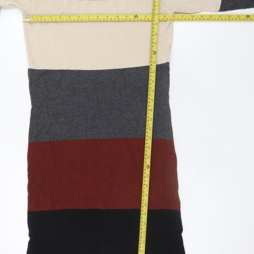 Dunnes Women’s Beige Black Grey Colourblock Knit Shift Dress Size 10