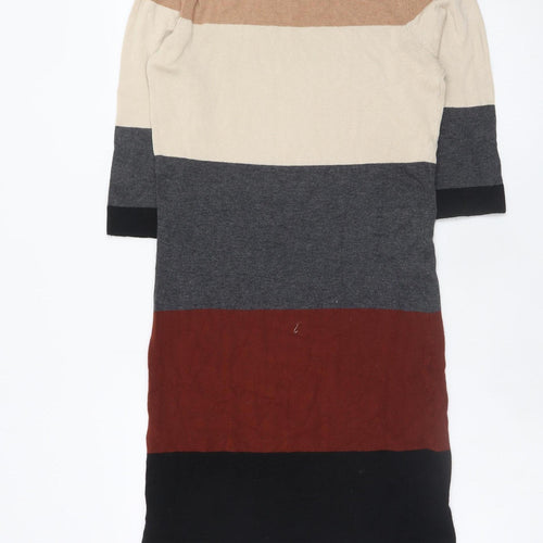 Dunnes Women’s Beige Black Grey Colourblock Knit Shift Dress Size 10