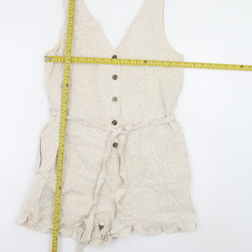 River Island Women’s Beige Polka Dot Sleeveless Playsuit Size 10