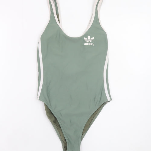 Adidas Womens Green One Piece Swimsuit Size 8 Sports Style