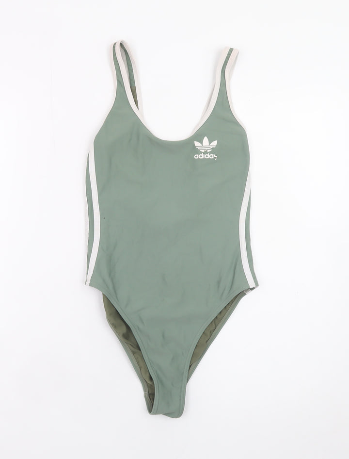 Adidas Womens Green One Piece Swimsuit Size 8 Sports Style