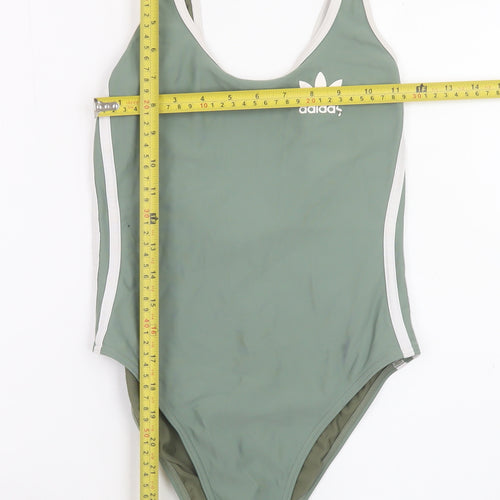 Adidas Womens Green One Piece Swimsuit Size 8 Sports Style
