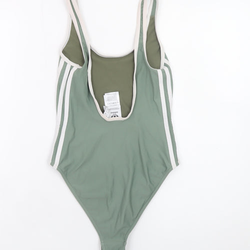 Adidas Womens Green One Piece Swimsuit Size 8 Sports Style