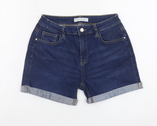 Denim Co Women's Blue Size 10 Mid Rise Cuffed Denim Shorts