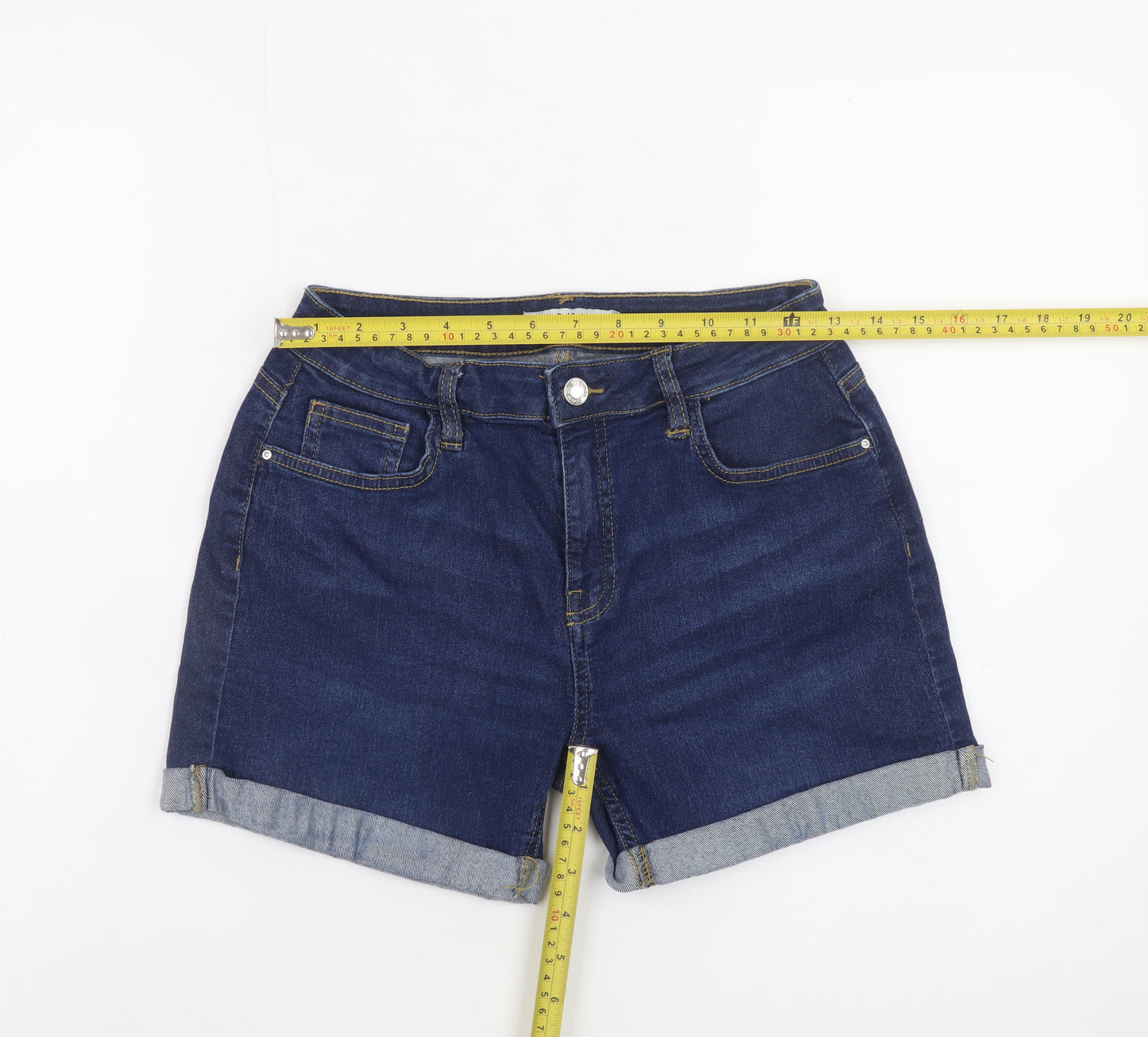 Denim Co Women's Blue Size 10 Mid Rise Cuffed Denim Shorts