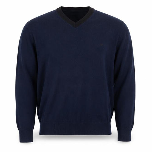 Timberland Men's Blue XL V-Neck Cotton Wool Knit Jumper