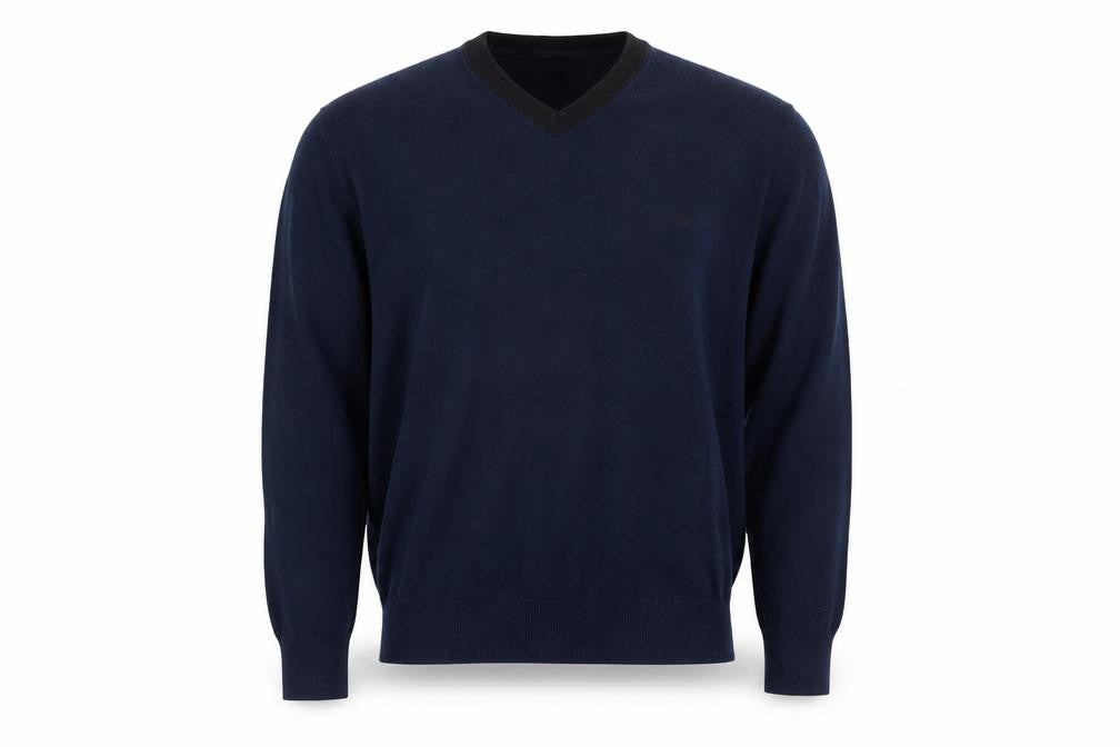 Timberland Men's Blue XL V-Neck Cotton Wool Knit Jumper