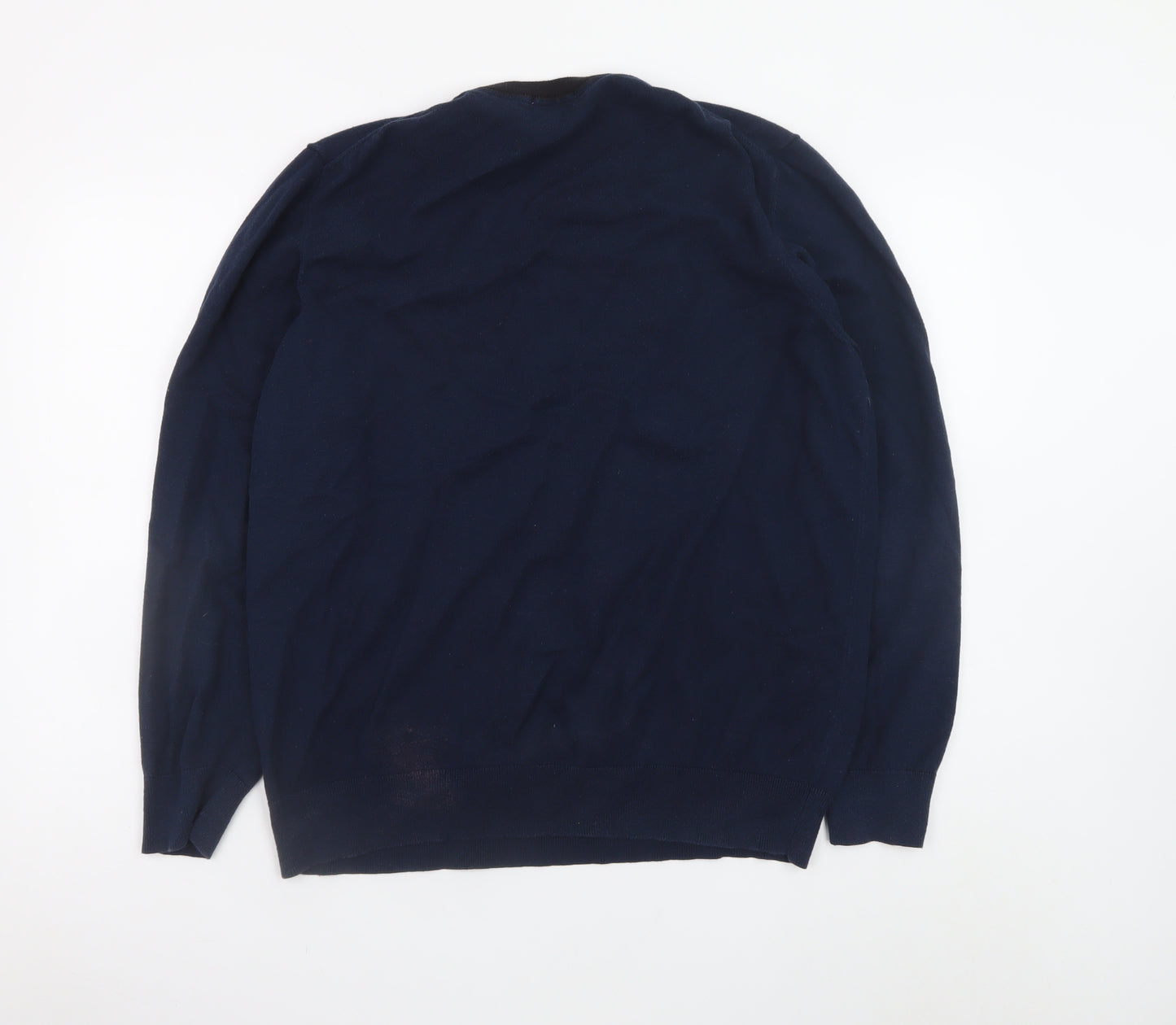 Timberland Men's Blue XL V-Neck Cotton Wool Knit Jumper