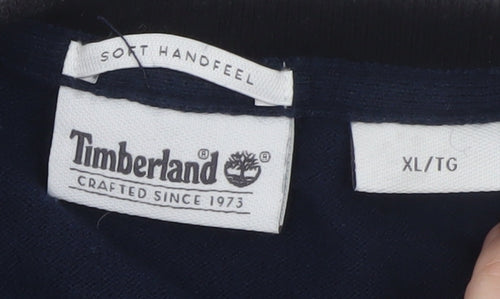 Timberland Men's Blue XL V-Neck Cotton Wool Knit Jumper
