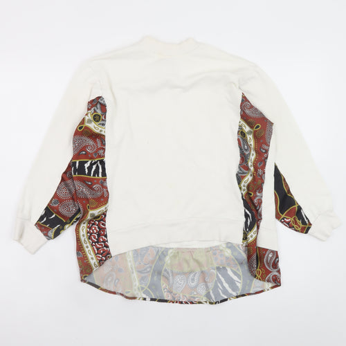 River Island Womens White Paisley Panel Pullover Sweatshirt Size S