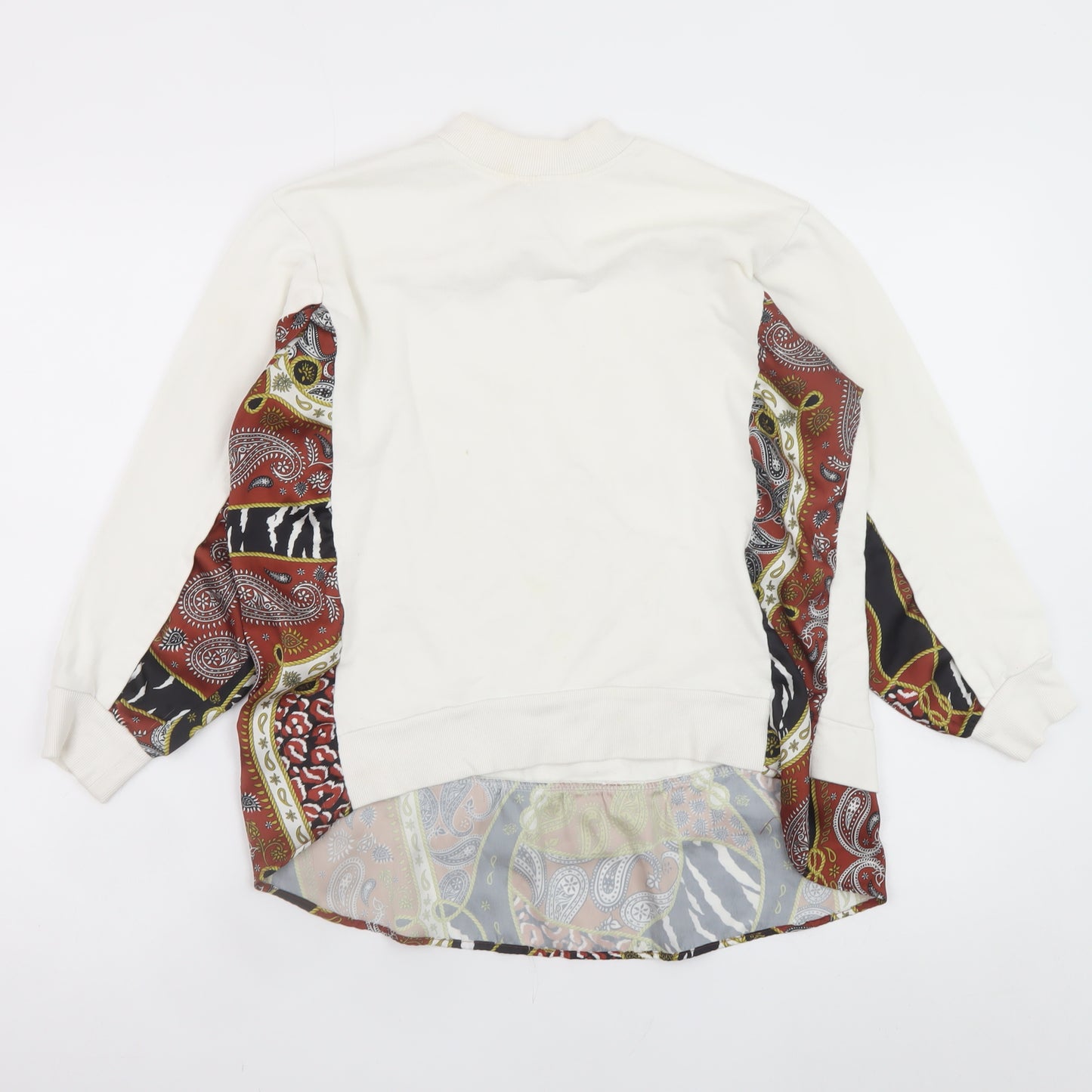 River Island Womens White Paisley Panel Pullover Sweatshirt Size S