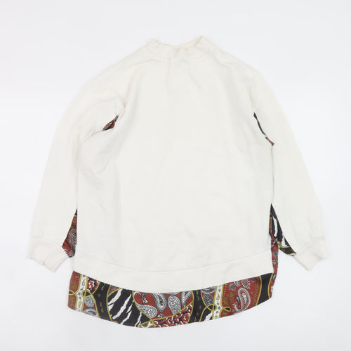 River Island Womens White Paisley Panel Pullover Sweatshirt Size S