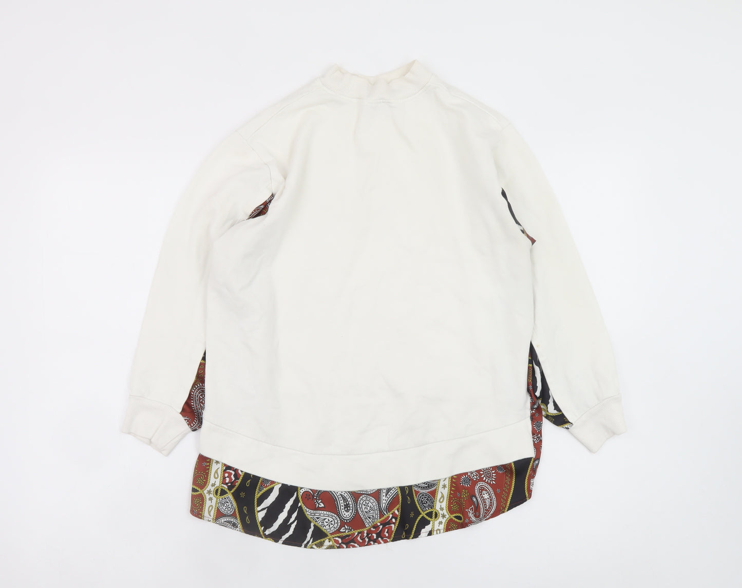 River Island Womens White Paisley Panel Pullover Sweatshirt Size S