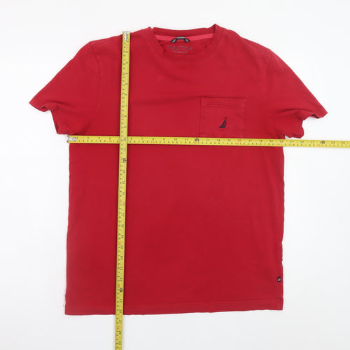 Nautica Men's Red Short Sleeve Cotton Stretch Pocket T-Shirt Size M