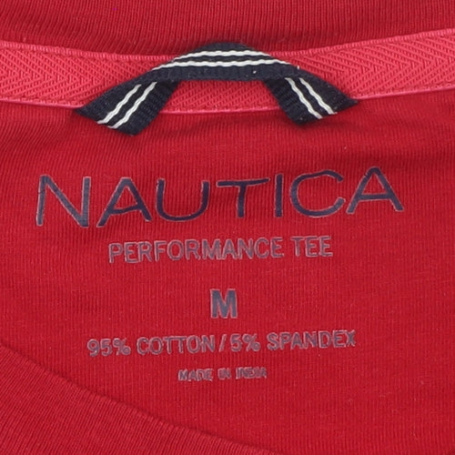 Nautica Men's Red Short Sleeve Cotton Stretch Pocket T-Shirt Size M