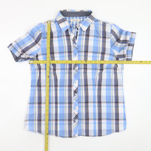 Gerry Weber Edition Women's Blue Checked Short Sleeve Shirt Size 16